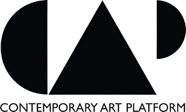 Logo of Contemporary Art Platform with abstract shapes and text.